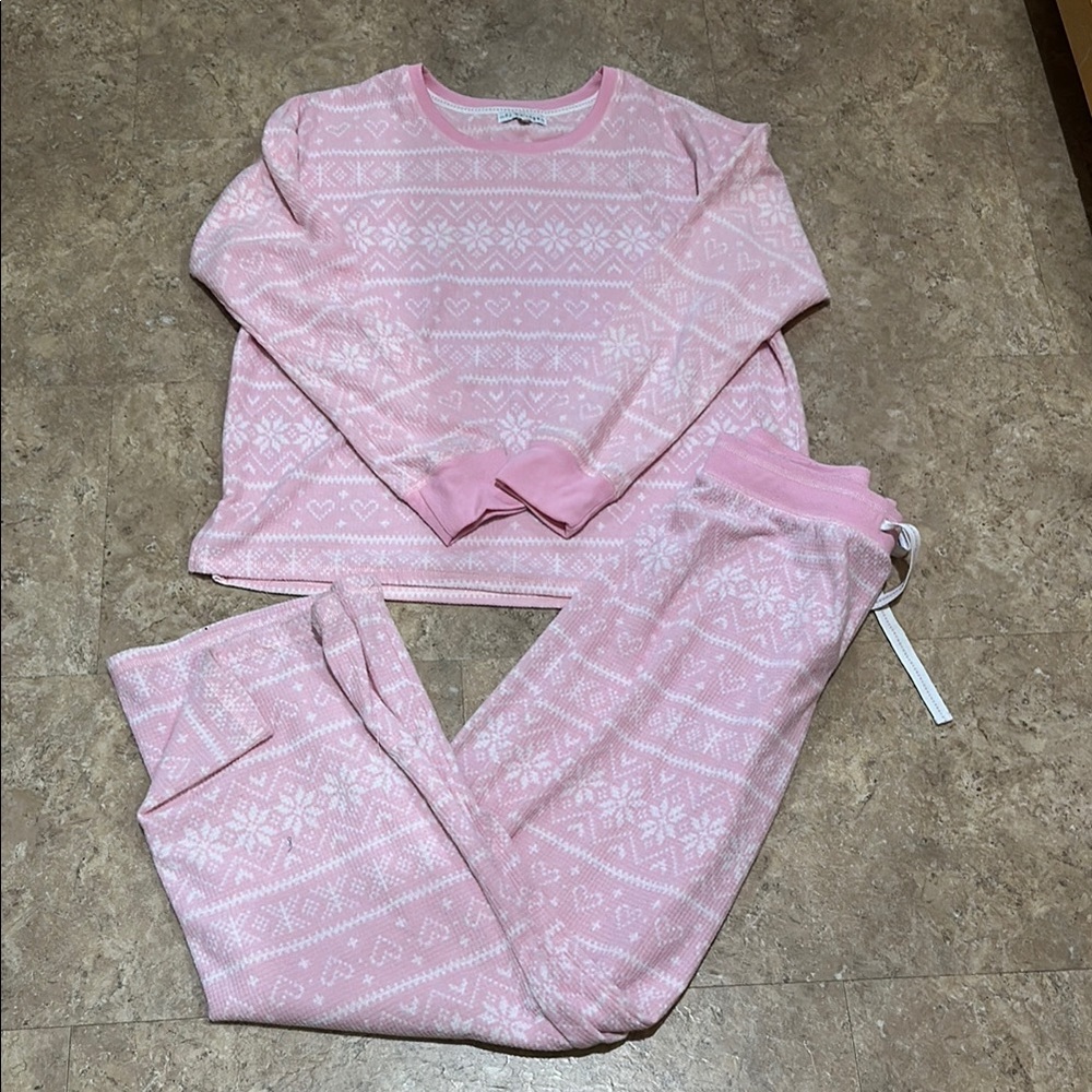 PJ Salvage Pink and White Pajama Set Classic Design